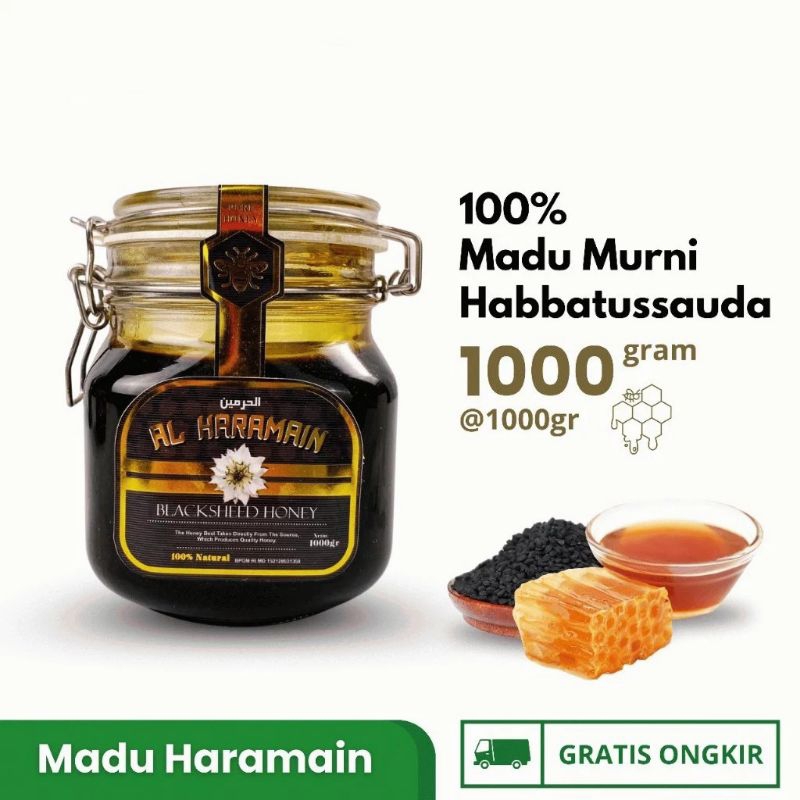 

Madu Habbatussauda Mesir Al Haramain 1kg Habbats Black Seed Honey