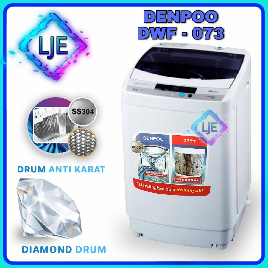 Denpoo Mesin Cuci 1 Tabung Body Model Fyber 7 Kg DWF 073 HT
