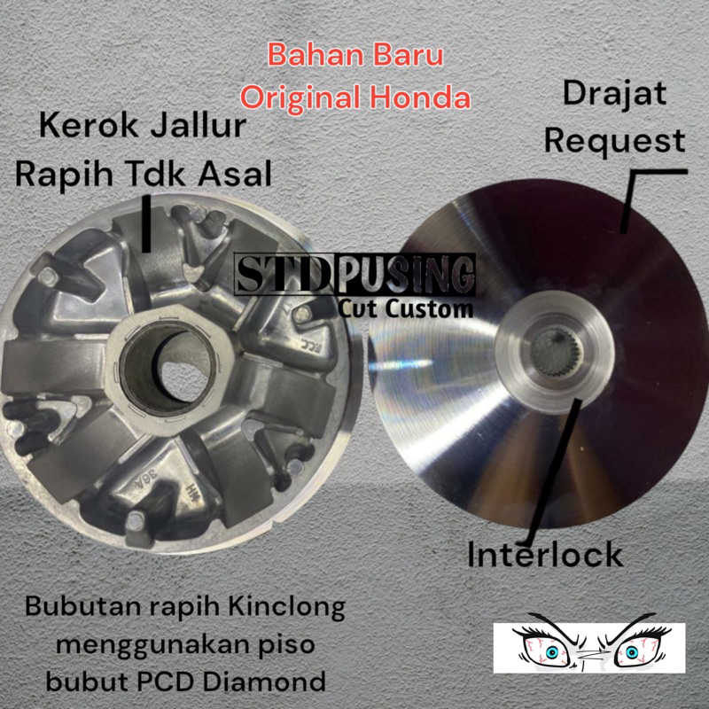 Pully Set Rumah Roller Pully Custom Beat Deluxe , Genio , Beat CBS , Beat Street/Scoopy 2020-2024