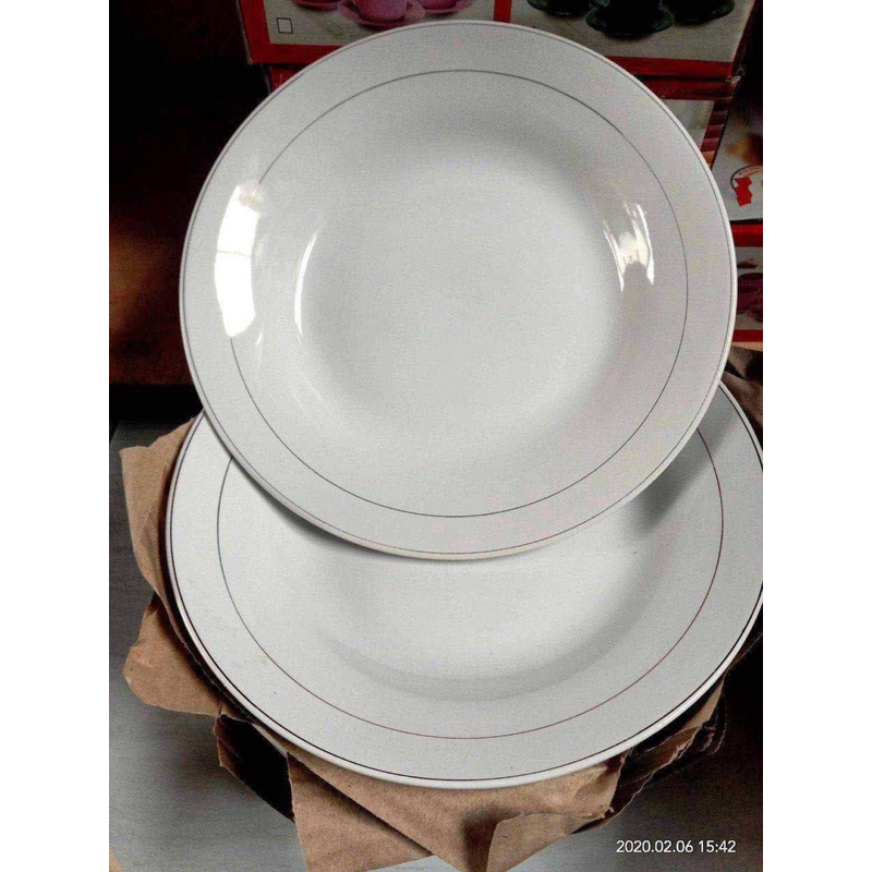 PIRING KERAMIK LIST EMAS 12 PCS Uk. 9 INCH TEBAL