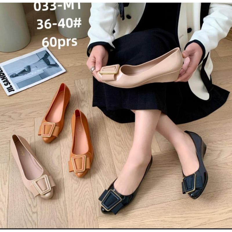 Sandal Sepatu Wedges slop segitiga gesper Tinggi 5 cm 033 Alina