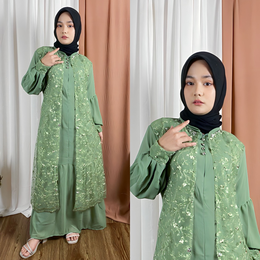 Bela Dress Gamis Muslim Brukat Premium Terbaru 2024