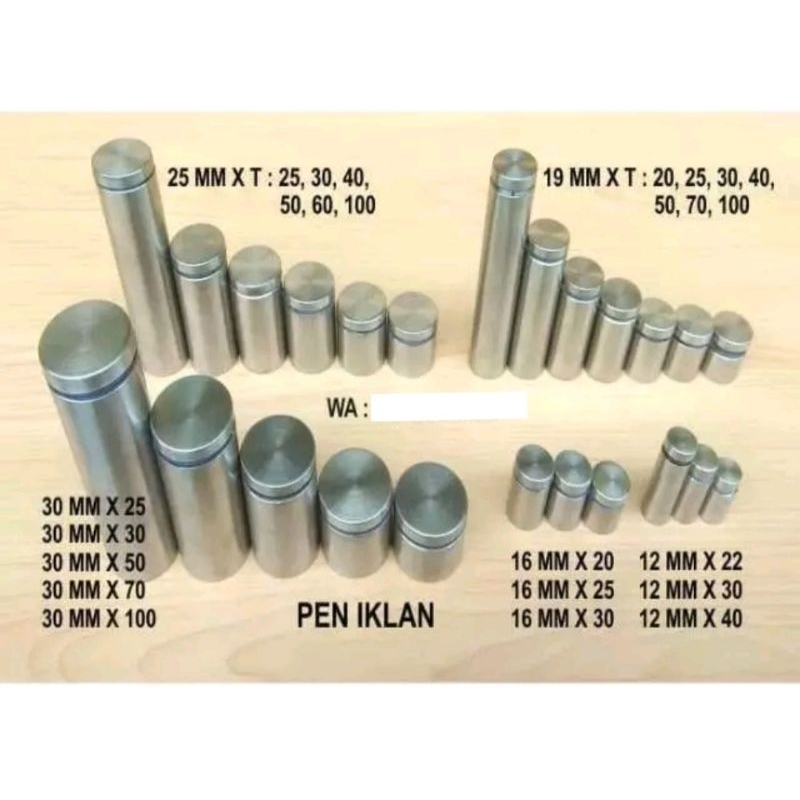 Pen Iklan 25 x 30 Stabil Kaca Sign Board Baut Akrilik