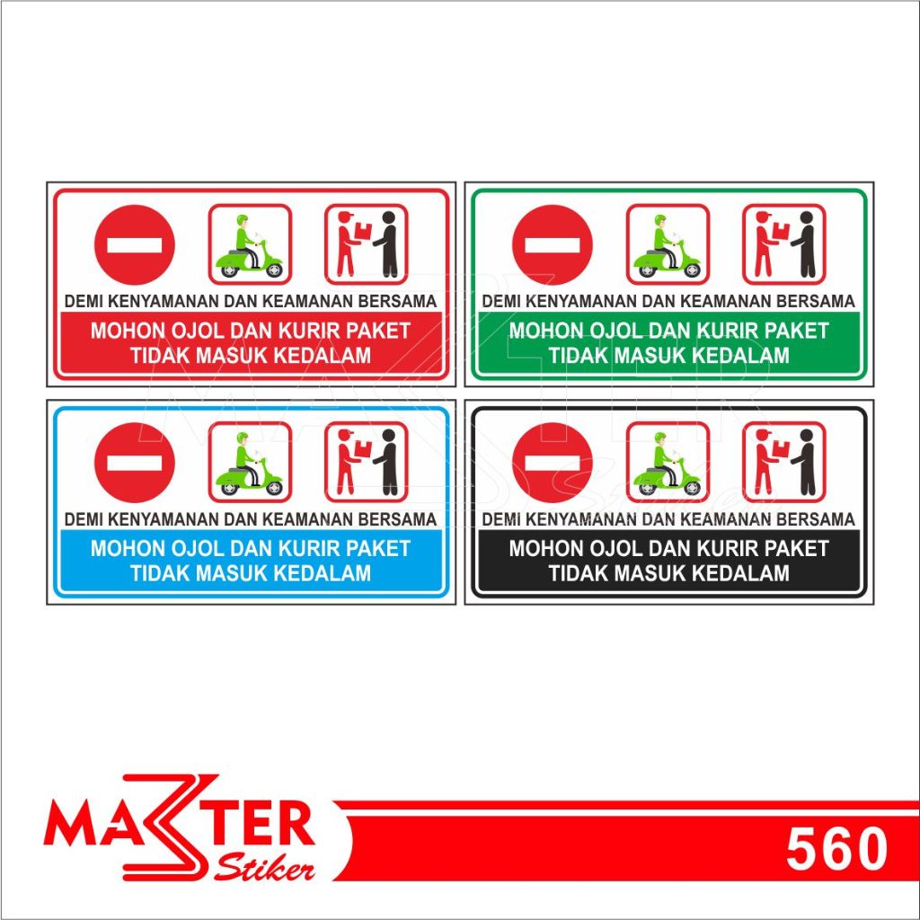

560 - Stiker Mohon Ojol dan Kurir Tidak Masuk ke Dalam, Sticker Vinyl, Tahan Air, dan Bisa Custom