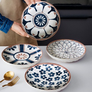 Ready Hampers Piring Set isi 2pcs Keramik Vintage Jepang Modern Bulat Piring  Piring Keramik Bunga  