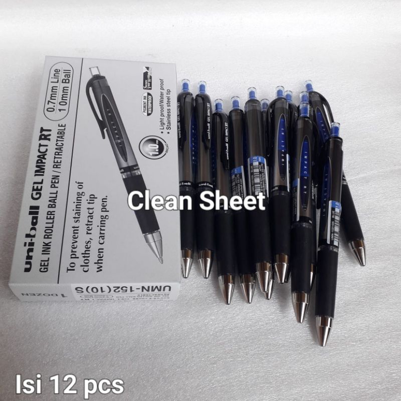 

Pulpen gel uni-ball impact RT 1.0mm UM-152(10)S biru (Harga/1 lusin)