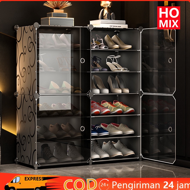 Penawaran Terbaik HOMIX Rak Sepatu Tertutup Shoe Box Storage Anti Debu 468 Layer Rak Sepatu Minimali
