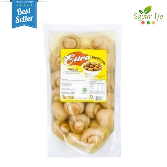 

ETIRA Mushroom WHOLE 250 Gram / Pouch Fresh Jamur Kancing UTUH Segar Dalam Larutan Garam HALAL