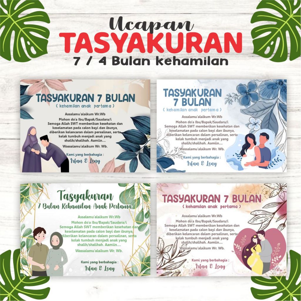 Kartu Ucapan Tasyakuran 7 Bulanan / 4 Bulanan Kehamilan / Stiker Tasyakuran Kehamilan