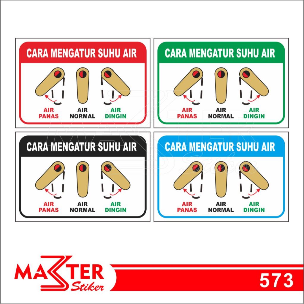

573 - Stiker Cara Mengatur Suhu Air, Sticker Vinyl, Premium, Tahan Air, Termurah, dan Bisa Custom