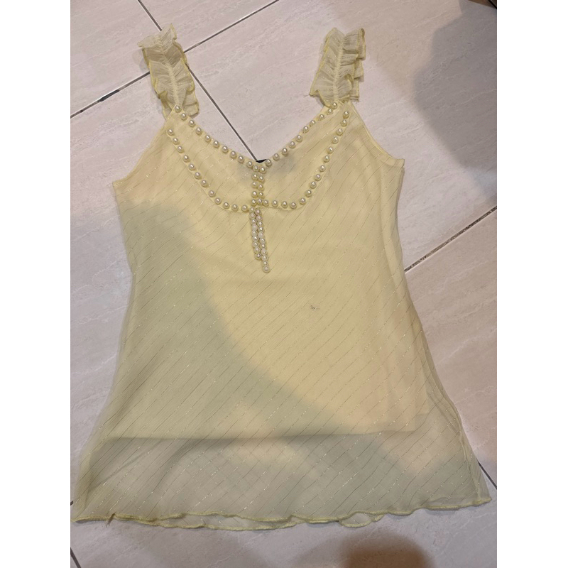 Tank Top Miss kosasih bahan sifon aksen mutiara