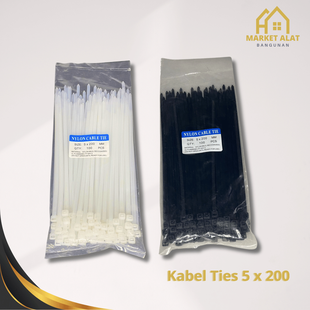 

Kabel Ties 5 x 200 mm 20 cm PUTIH & HITAM isi 100 PCS / Kabel Tie Tis 200mm 20cm