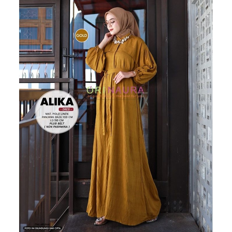 Gamis Dres Polo Linen Polos ALIKA DRES Ori Naura