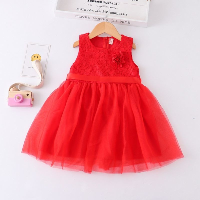 Dress anak perempuan merah untuk pesta natal imlek ulangtahun Size 1-2 Tahun baju anak import luar n