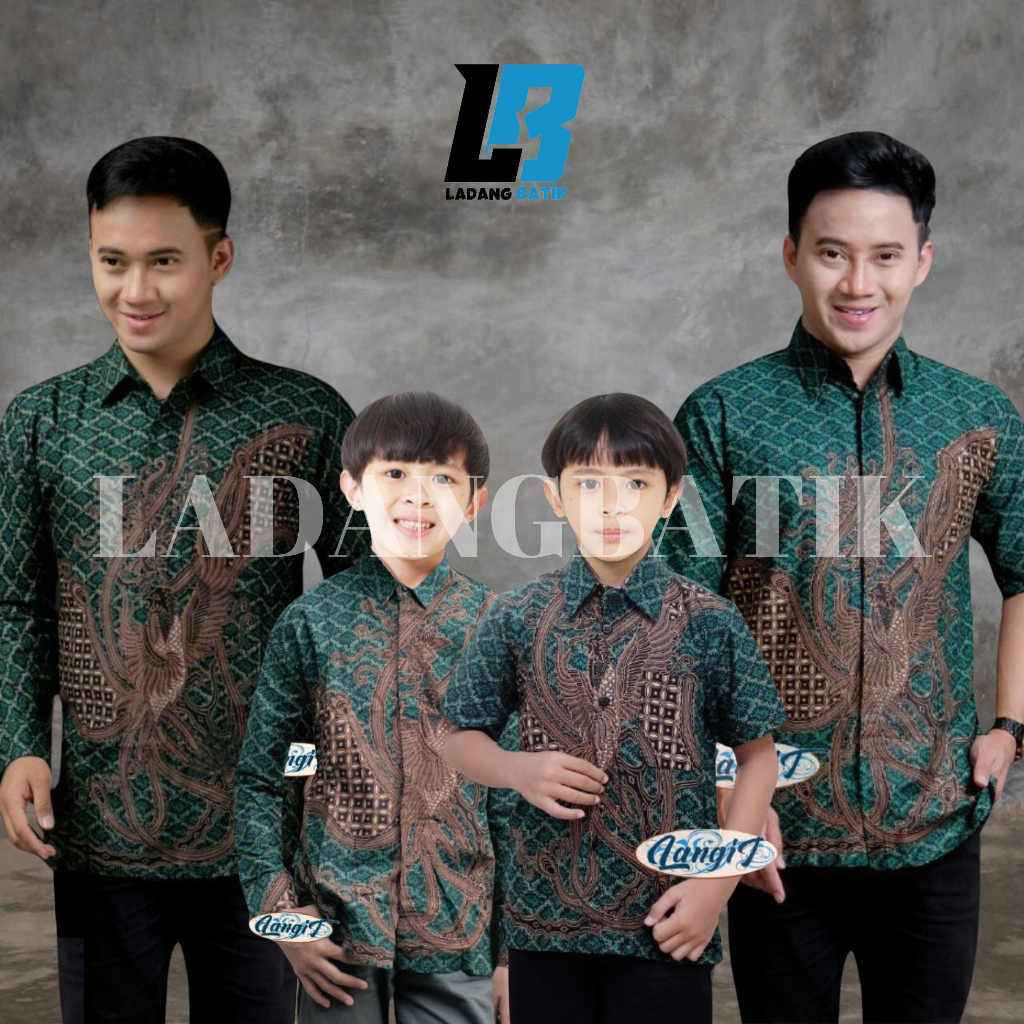 Ladang Batik TERBARU Couple Batik Ayah Dan Batik Anak Cowok BATIK Hijau Army Batik modern Motif Phoe