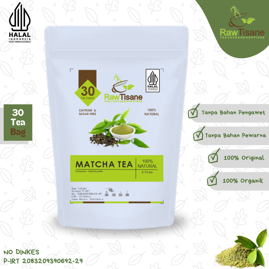 

RAW TISANE Matcha Tea : Organic Matcha Green Tea / Matcha Latte Tea Isi 30 Tea Bag