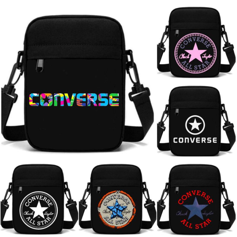 Tas Selempang Hitam Converse Distro Bahan 100% Kanvas Cordura / Tas Selempang Mini Converse / Sling 