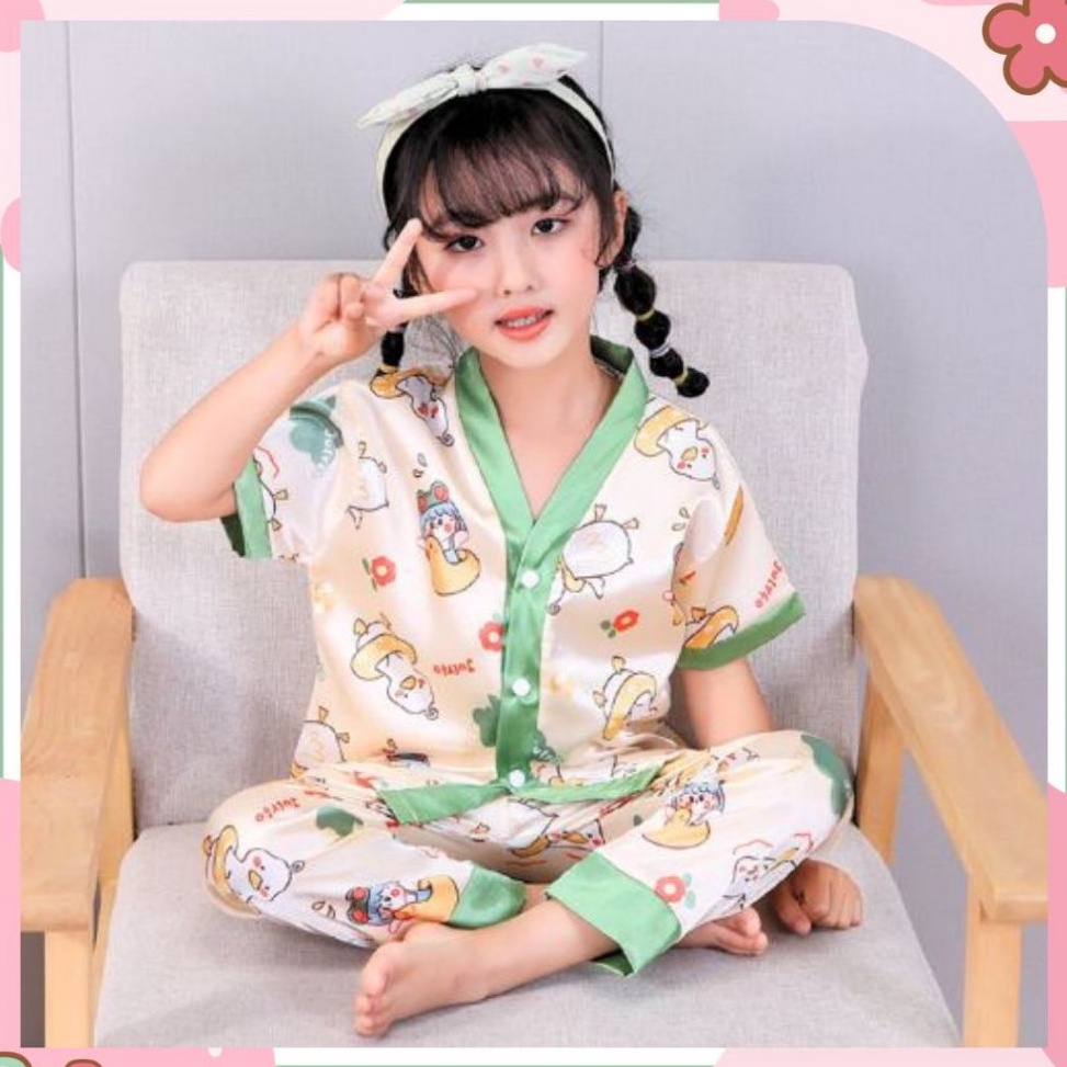 Setelan baju tidur kimono anak perempuan satin ART S5V2