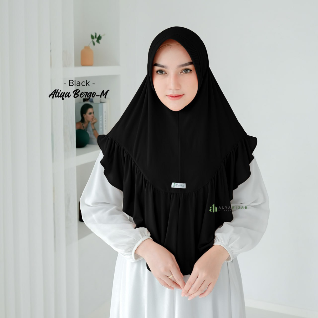 Atiqa Bergo size M Alyahijab by Naja Bergo instan bahan jersey HQ