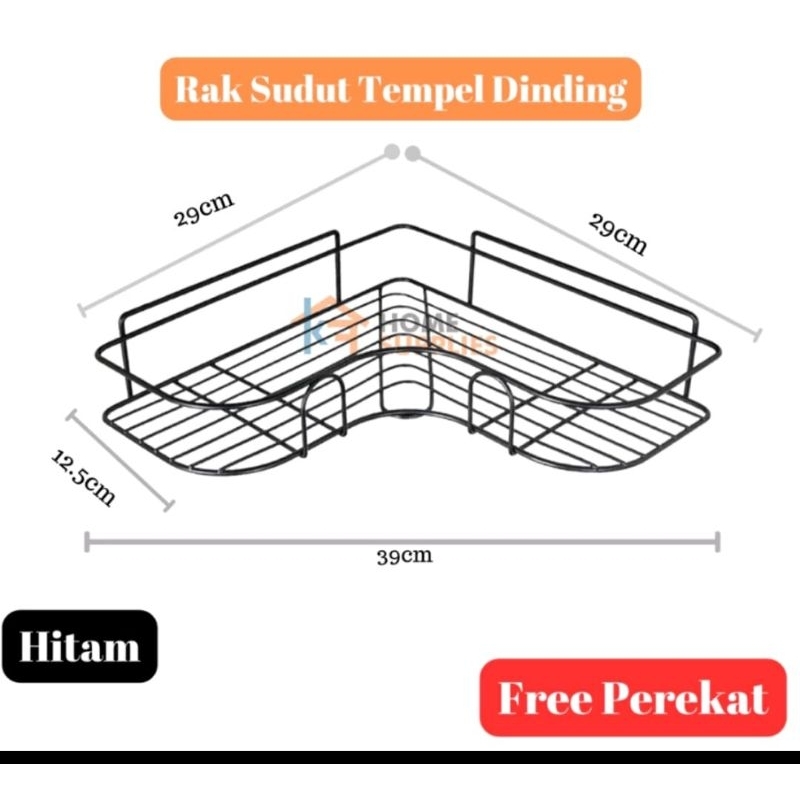 Rak Sudut Tempel Dinding Kawat Besi, Rak Sudut Toilet, Rak Sudut Dapur