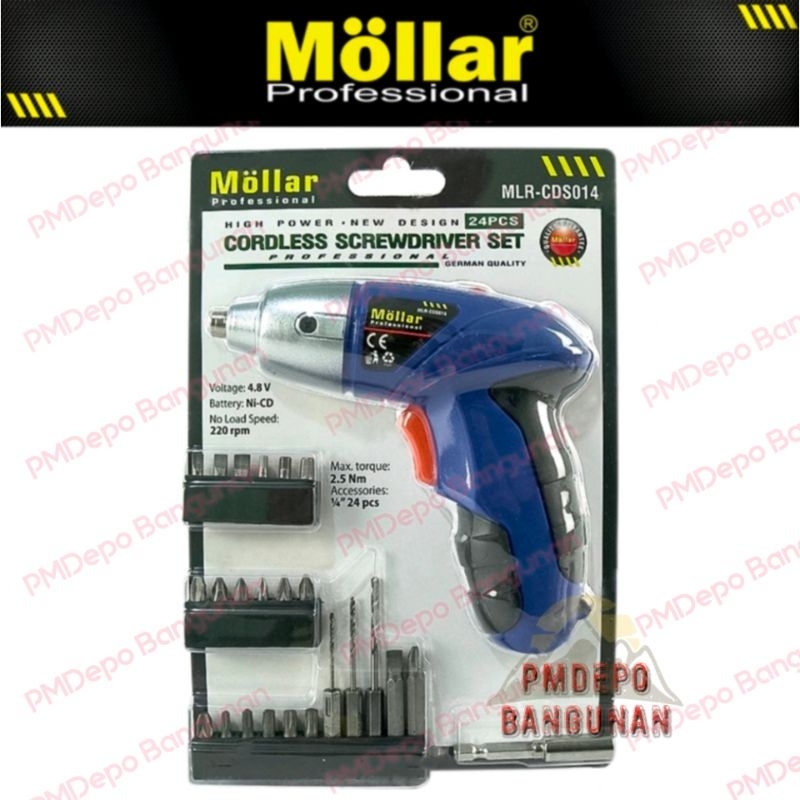 MOLLAR CDS014 Mesin Bor Baterai Cordless Screwdriver Set 4.8V