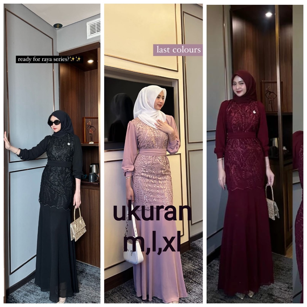 Raya gamis brukat duyung kondangan mewah terbaru busui