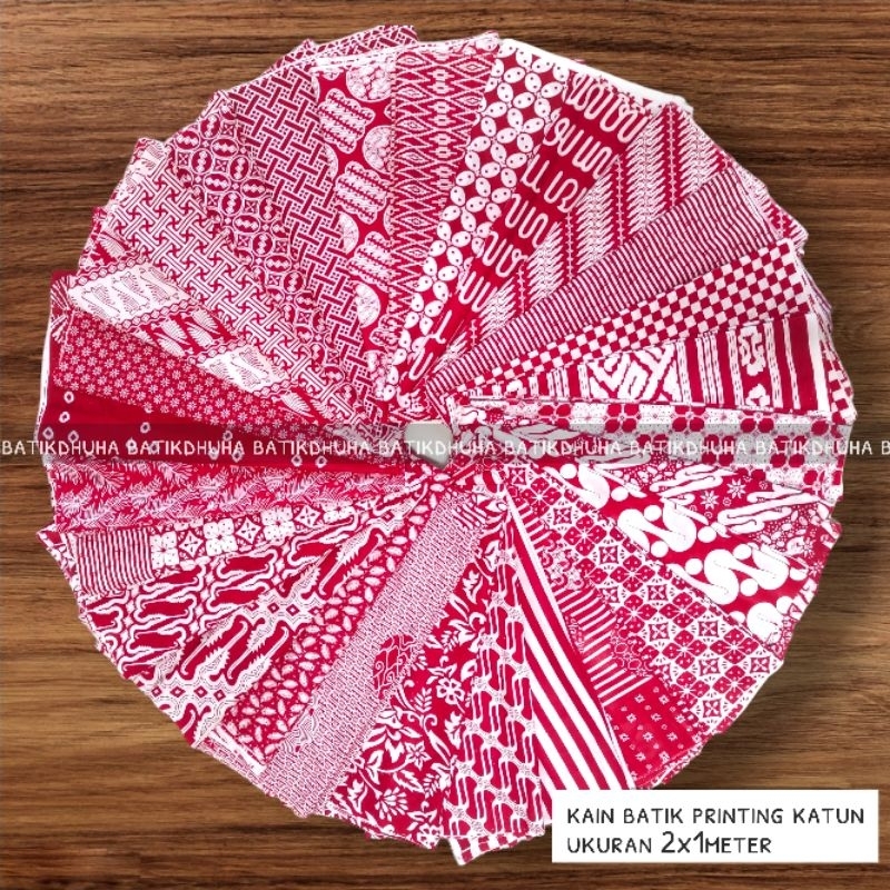 KAIN BATIK WARNA MERAH PUTIH / KAIN BATIK LAWASAN TRUNTUM SENO LIRIS