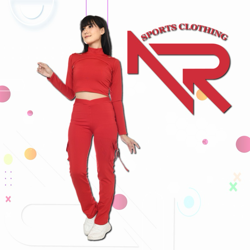 setelan baju olahraga wanita crop top lengan panjang crop top korea long sleeve,pakaian senam,cargo 