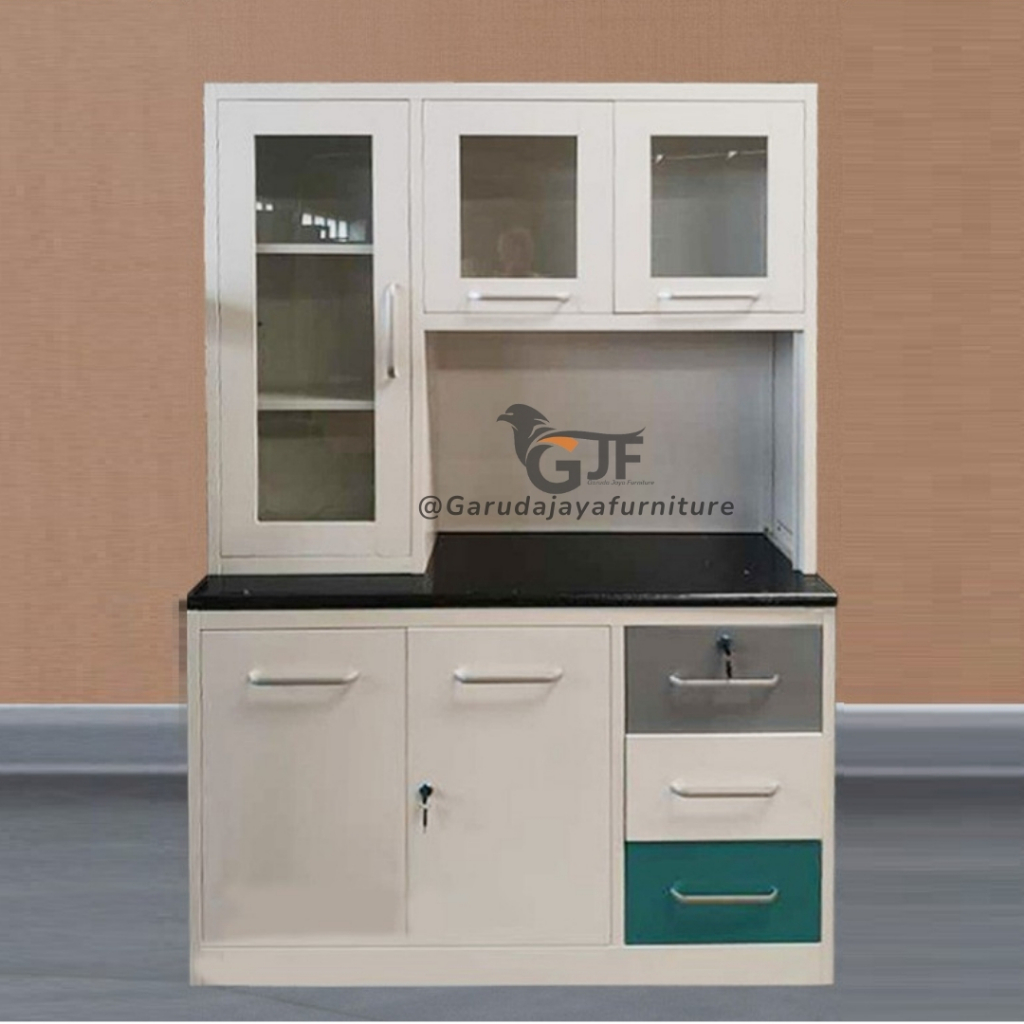 [PLAT BESI] KITCHEN SET BESI/LEMARI PIRING BESI/RAK DAPUR/RAK DAPUR PLAT BESI/KITCHEN SET ANTI BANJI