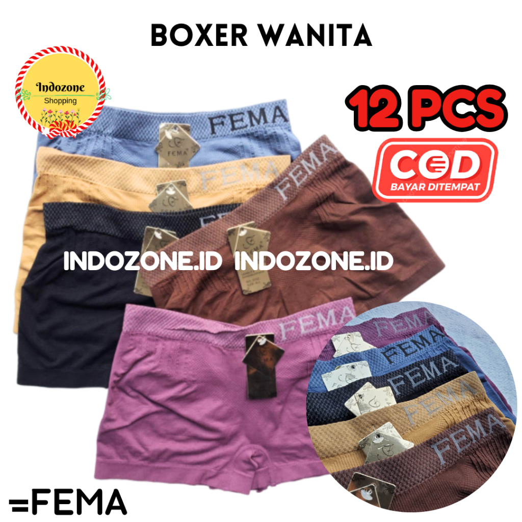 12Pcs Celana Boxer Wanita Fema CD Boxer Cewek Fema Rajut PREMIUM