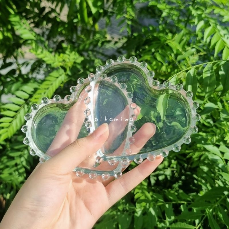 6 PCS PIRING MINI KACA LOVE piring kaca piring kecil piring lucu piring cantik piring murah