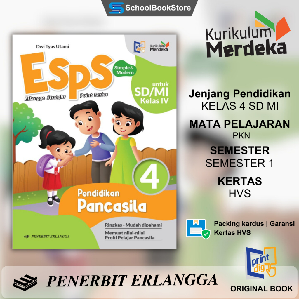 ESPS PENDIDIKAN PANCASILA UNTUK KELAS 4 SD MI KURIKULUM MERDEKA PENERBIT ERLANGGA Buku untuk anak mu