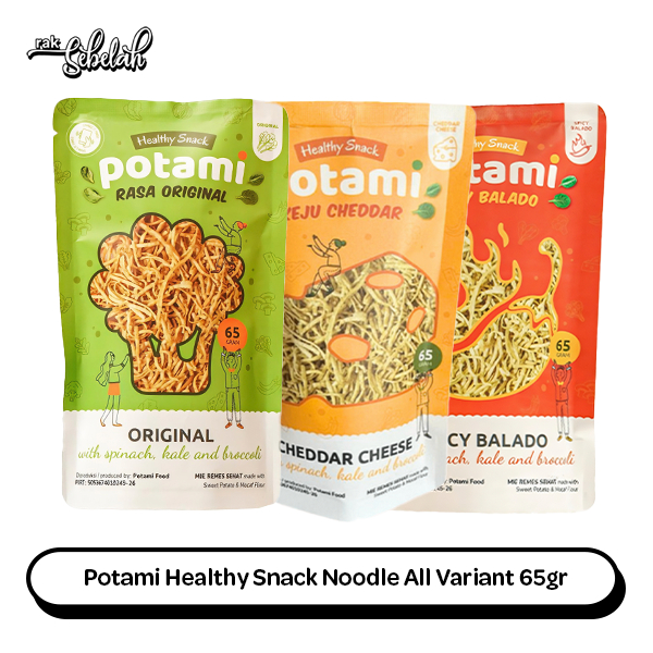 

Potami Healthy Snack Noodle 65g Gluten Free - Mie Kremes Bayam Tanpa MSG