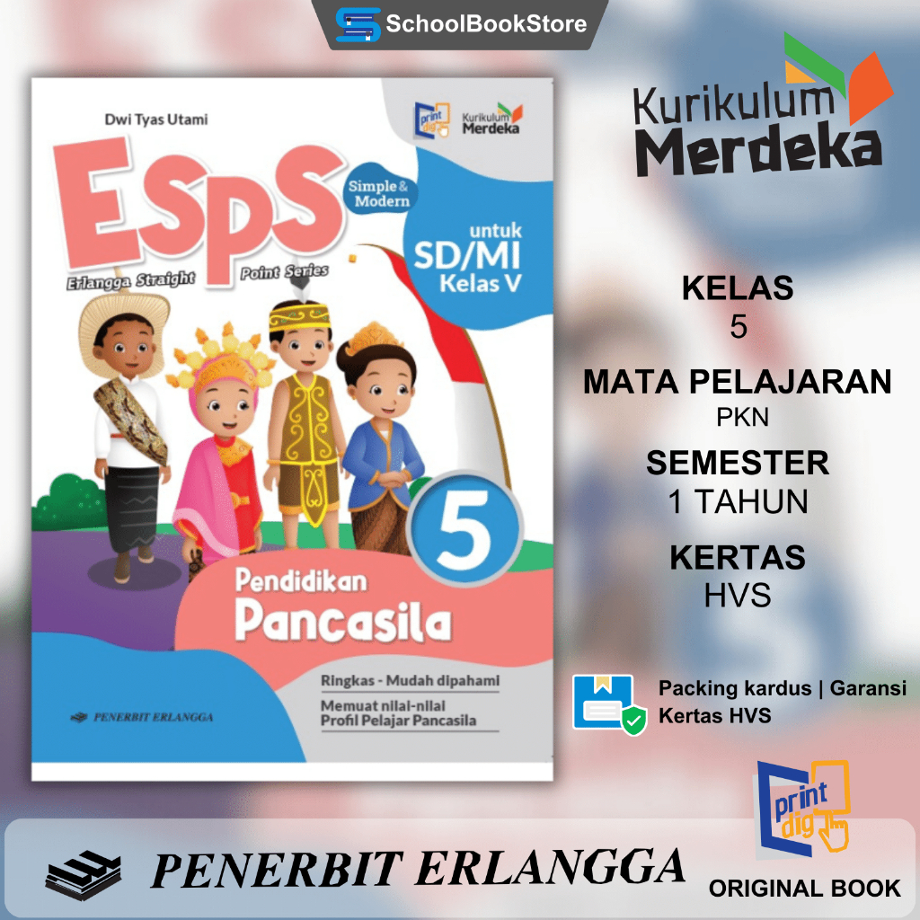 Buku PKN Kelas 5 Kurikulum Merdeka Erlangga