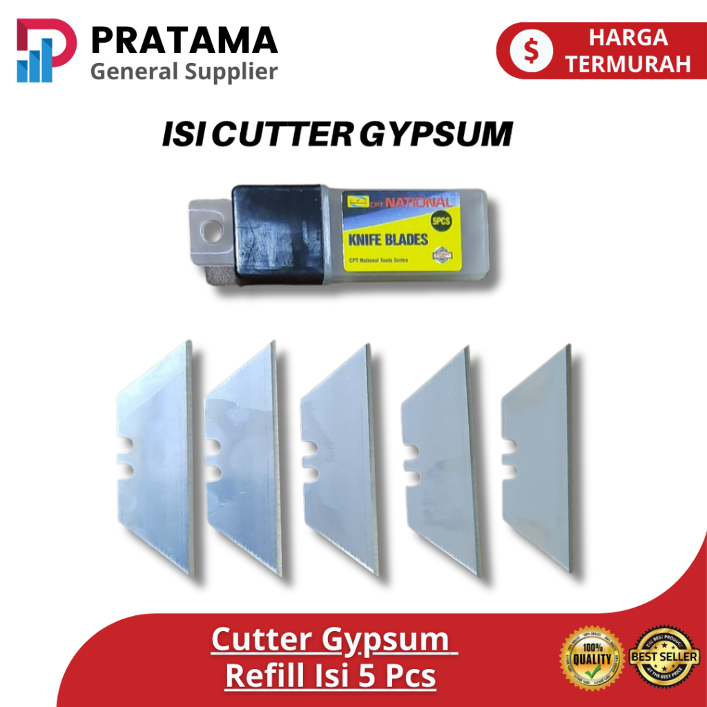

Isi Cutter Gypsum National1 Pack isi 5 pcs / Refill Knife Blade Isi 5 Pcs