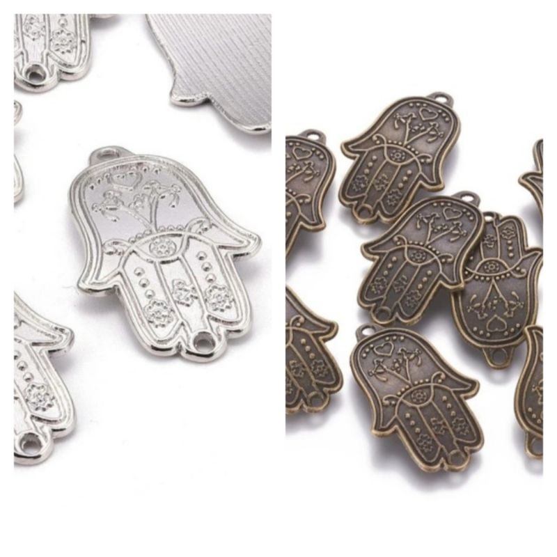 Metal alloy hamsa hand connector charms