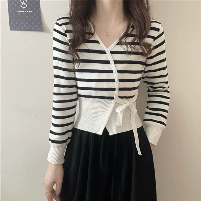 89SO -  Baju Rajut Import Wanita Baju Knit Atasan Wanita Rajut Motif Salur