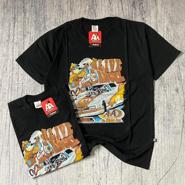 baju distro retro streetwear pria wanita dewasa lengan pendek katun hitam combed 30s / kaos vintage 