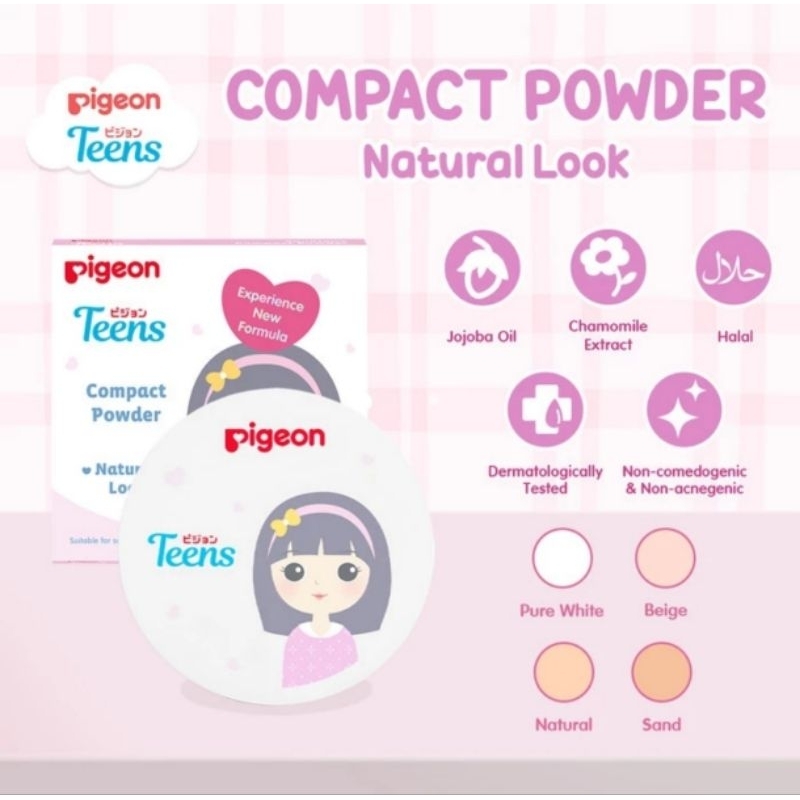 Compact Powder 14gr Pigeon Teens Bedak Padat Anak Remaja Kosmetik