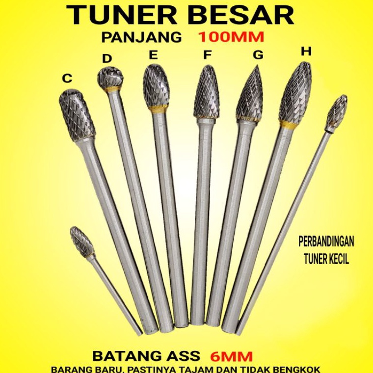 Terbaik MATA BOR ALAT TUNER CUNER TUNNER PORTING BESAR BATANG 6MM PANJANG 1CM