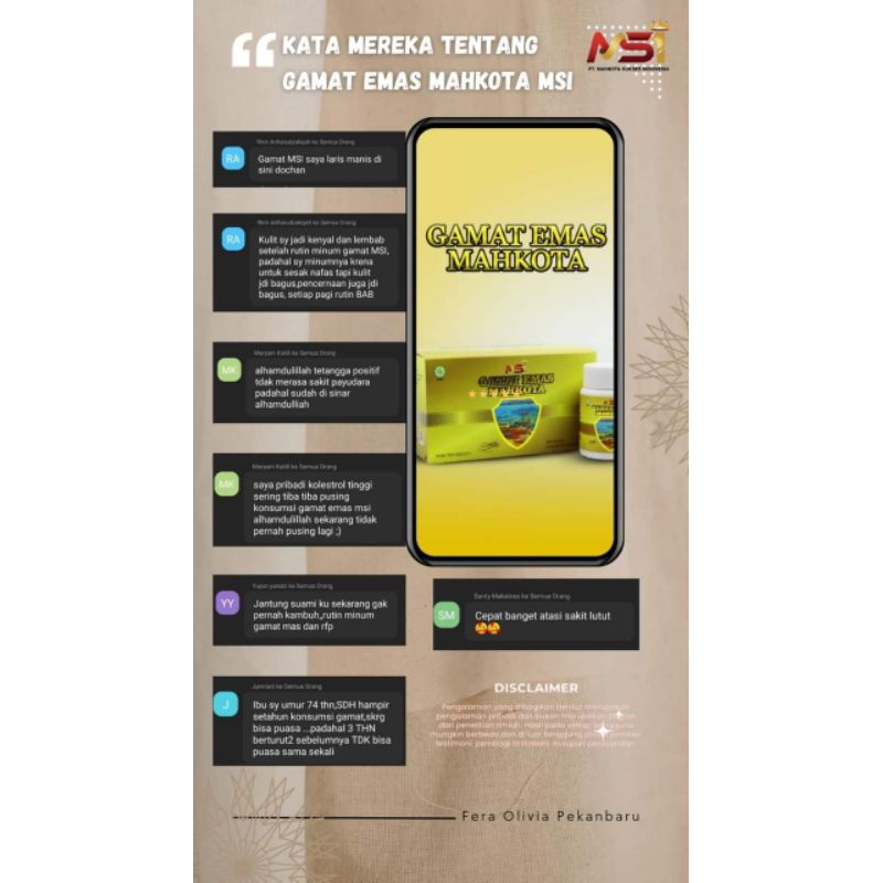 MSI gamat emas mahkota 1botol isi 50 biji