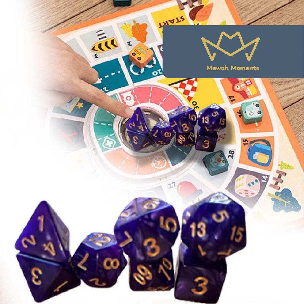 Newww Dadu Transparan 7pcs Dadu Polyhedral D4 D6 D8 D10 D12 D20 Dadu DND RPG DND Polyhedral Dice