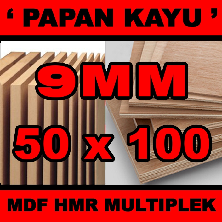 Papan mdf multiplek tebal 9mm ukuran 50x100cm