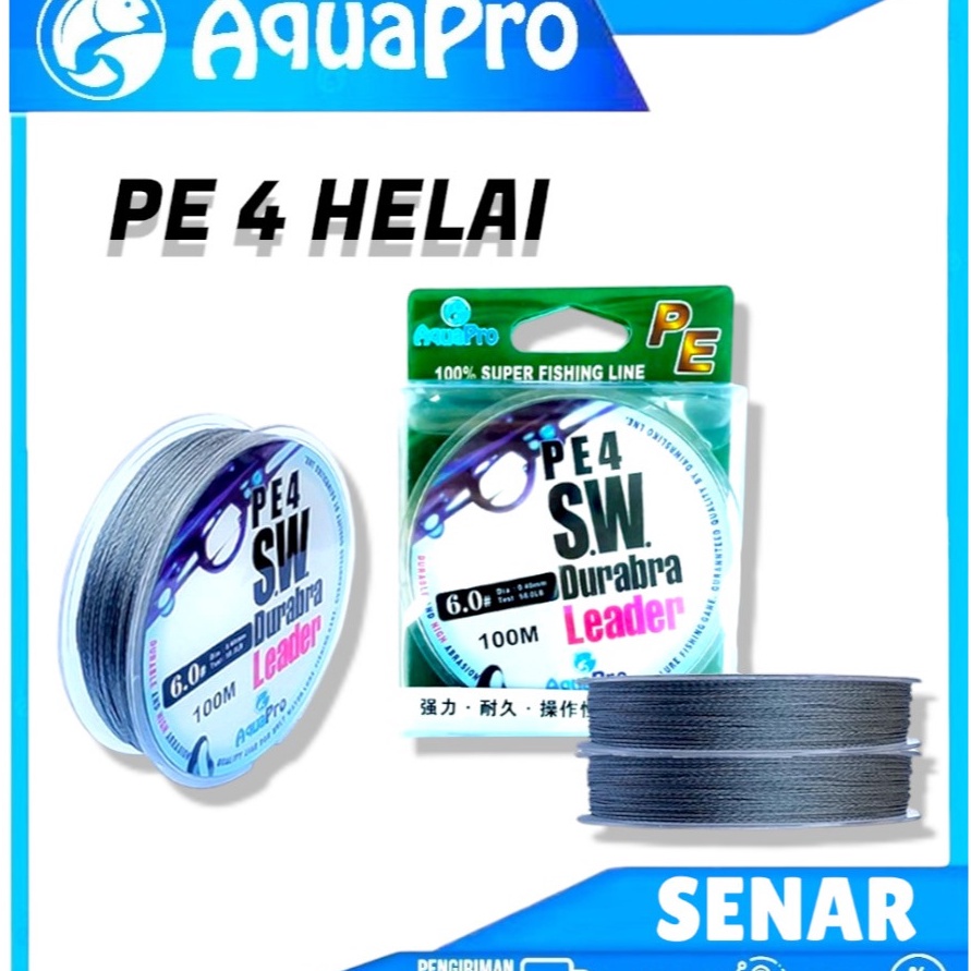 Penjualan TerbaikCOD Aquapro Senar Pancing PE 4 Helai Senar PE Anyaman Anti Abrasi dan Kusut 1M Fish