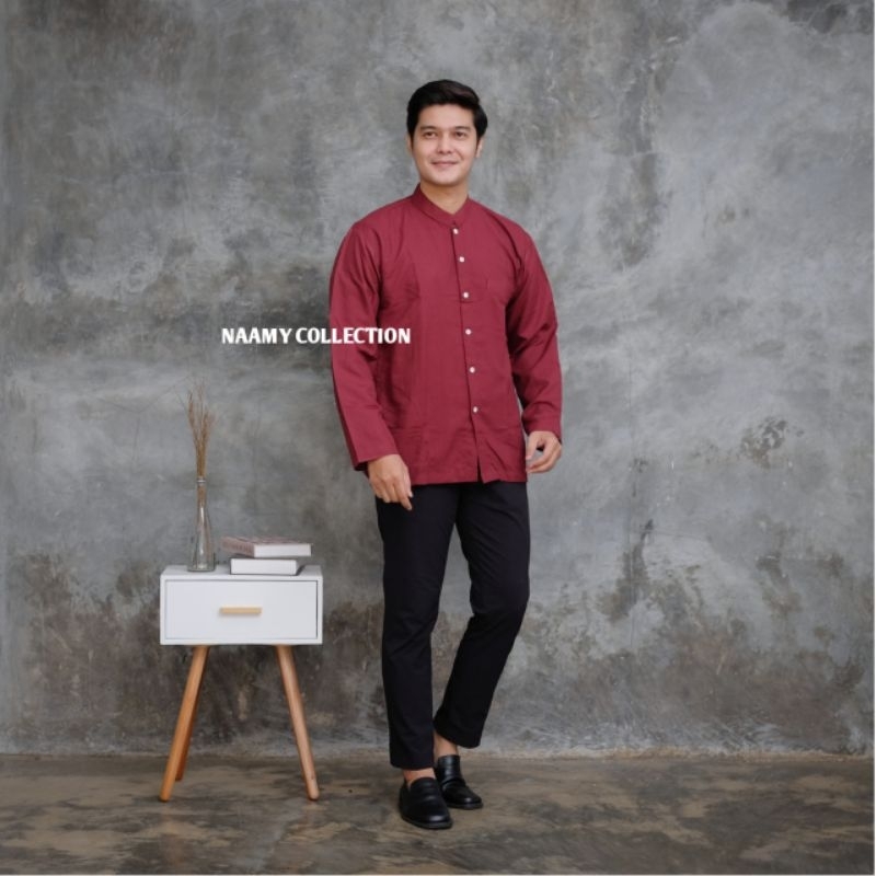 baju muslim koko habib baju koko haibah polos saku samping model AMMU AMU