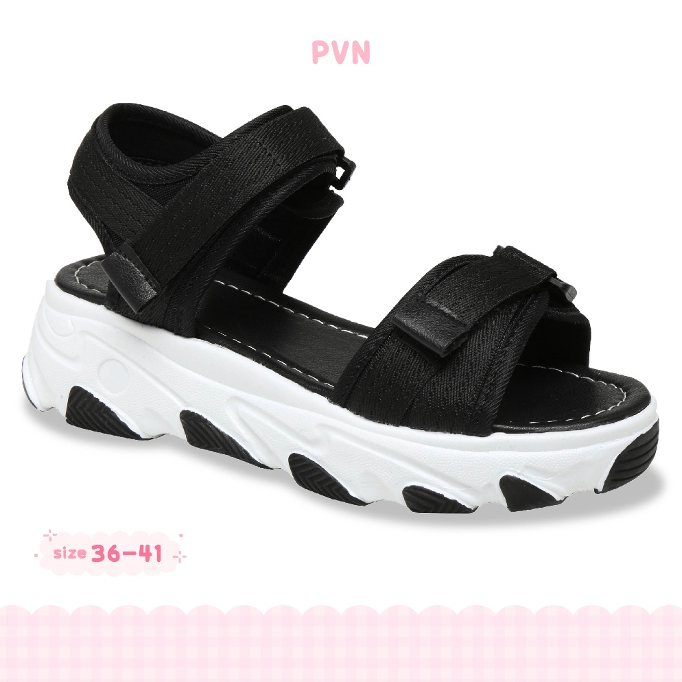SALEE PVN Micha Sandal Wanita Black Cream 241