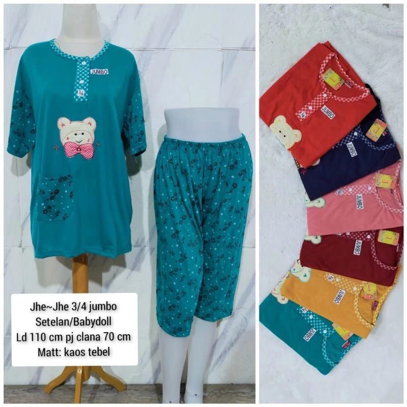 Daster Babydoll 3/4 Jumbo Lengan Pendek