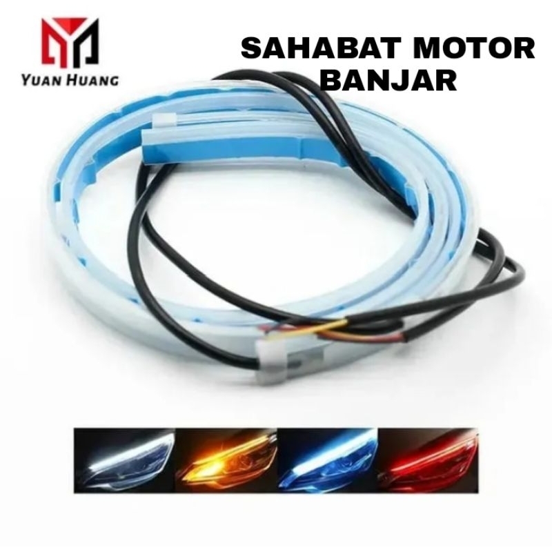 2 PCS Lampu LED Alis DRL Running 30CM Lampu Alis Running Tempel Flexible 30 CM Universal Semua Mobil