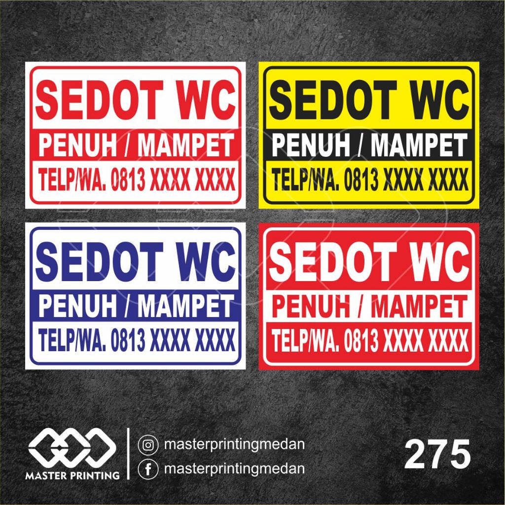 

275 - Stiker Sedot WC, Penuh/Mampet, Sticker Vinyl, Premium, Tahan Air, Termurah, dan Bisa Custom