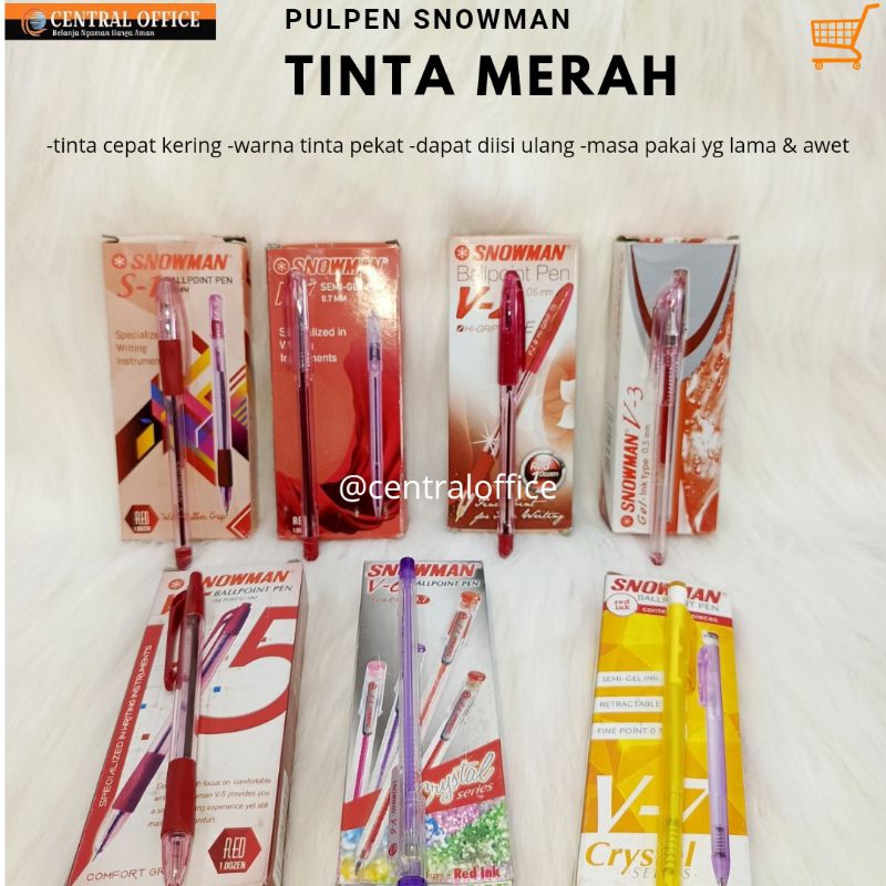 

Pulpen Snowman Tinta Merah S-1/V-1/V-2/V-3/V-5/V-6/V-7